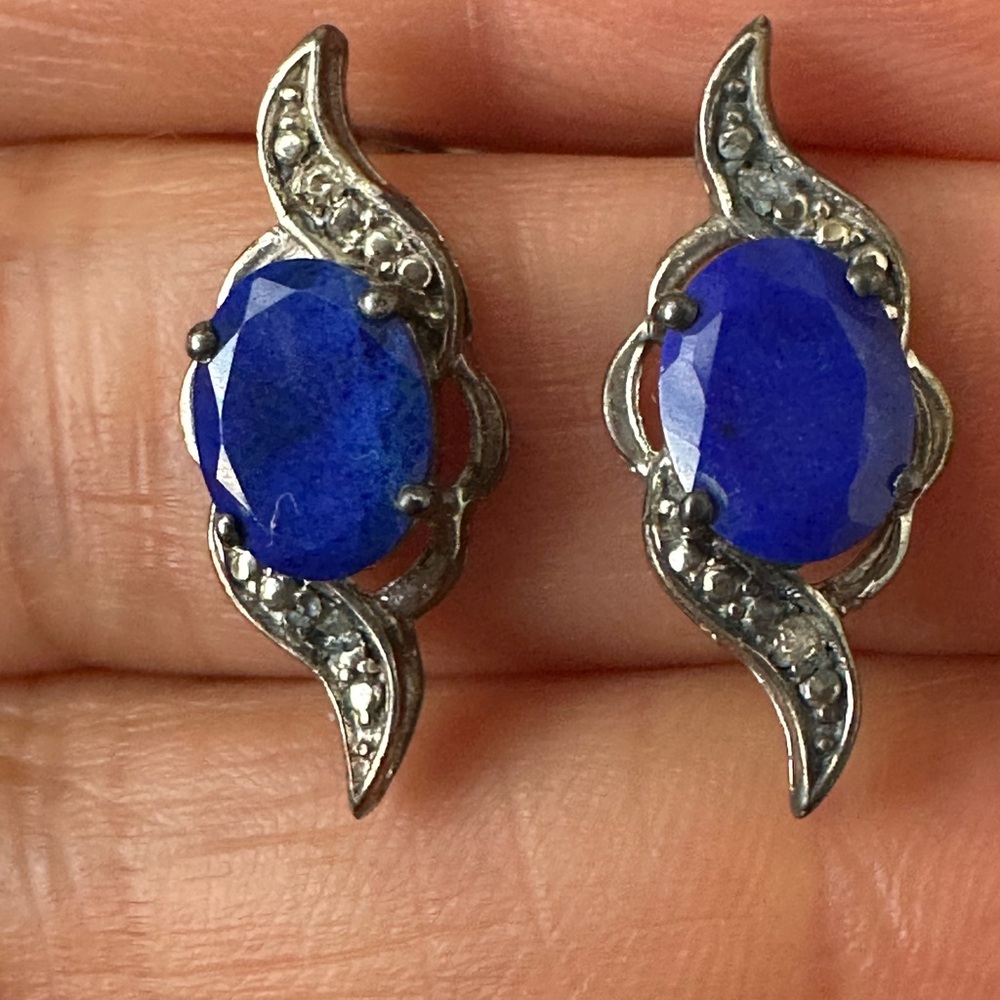 Chuck Clemency STS Sterling Silver Filigree Lapiz  Dangle Earrings.